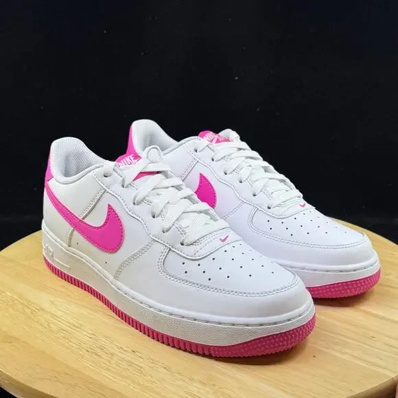 Nike Air Force 1 White/Laser Fuchsia (FV5948 102) Big Kid's 7Y Women’s 8.5 - Picture 5 of 10